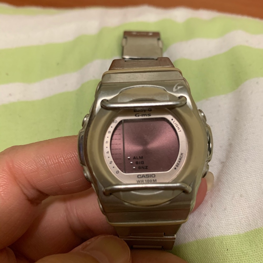 Baby G Metal Band Digital Watch w/ Pink Face